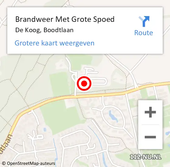 Locatie op kaart van de 112 melding: Brandweer Met Grote Spoed Naar De Koog, Boodtlaan op 4 juli 2015 13:36