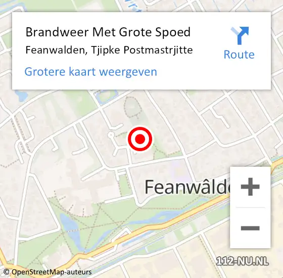 Locatie op kaart van de 112 melding: Brandweer Met Grote Spoed Naar Feanwalden, Tjipke Postmastrjitte op 4 juli 2015 13:46