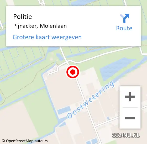 Locatie op kaart van de 112 melding: Politie Pijnacker, Molenlaan op 13 november 2013 06:02
