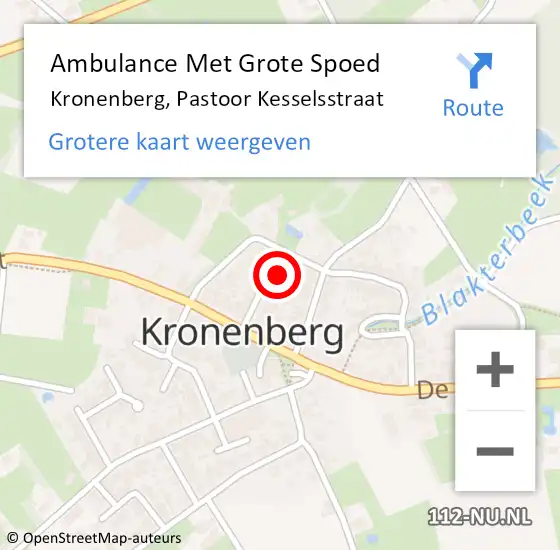 Locatie op kaart van de 112 melding: Ambulance Met Grote Spoed Naar Kronenberg, Pastoor Kesselsstraat op 13 november 2013 06:04