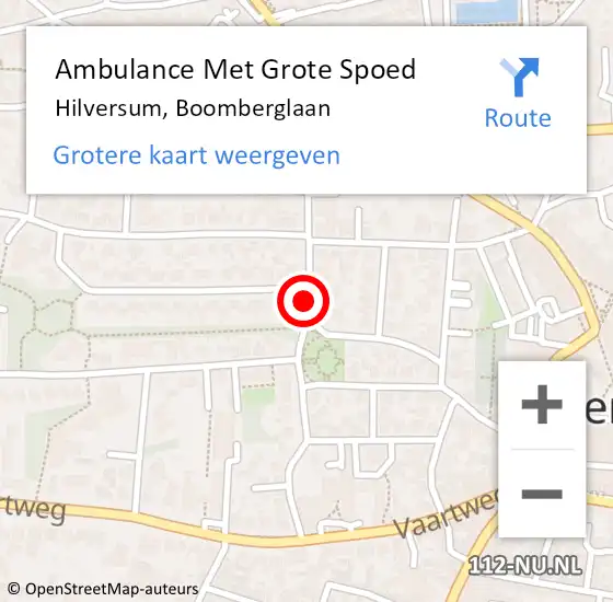 Locatie op kaart van de 112 melding: Ambulance Met Grote Spoed Naar Hilversum, Boomberglaan op 4 juli 2015 14:31