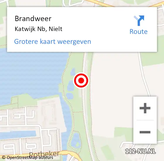 Locatie op kaart van de 112 melding: Brandweer Katwijk Nb, Nielt op 4 juli 2015 15:14