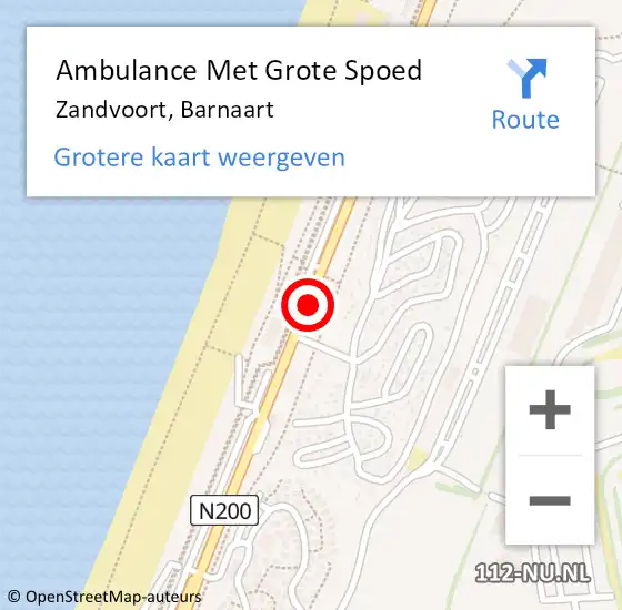 Locatie op kaart van de 112 melding: Ambulance Met Grote Spoed Naar Zandvoort, Barnaart op 4 juli 2015 15:33