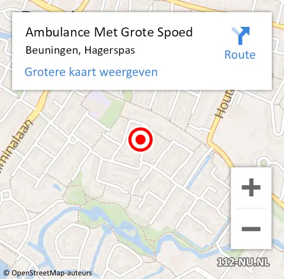 Locatie op kaart van de 112 melding: Ambulance Met Grote Spoed Naar Beuningen, Hagerspas op 4 juli 2015 16:43