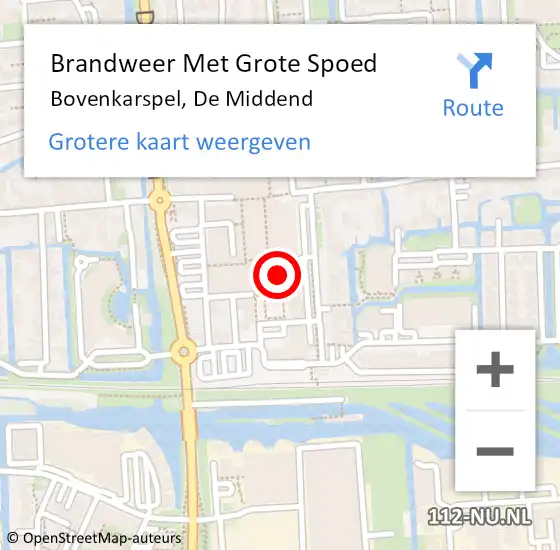 Locatie op kaart van de 112 melding: Brandweer Met Grote Spoed Naar Bovenkarspel, De Middend op 13 november 2013 07:05