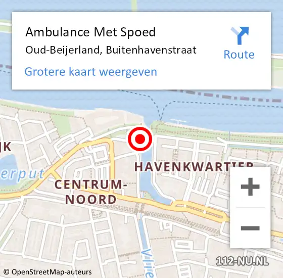 Locatie op kaart van de 112 melding: Ambulance Met Spoed Naar Oud-Beijerland, Buitenhavenstraat op 4 juli 2015 17:21