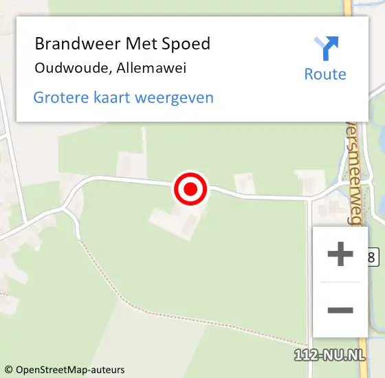 Locatie op kaart van de 112 melding: Brandweer Met Spoed Naar Oudwoude, Allemawei op 4 juli 2015 17:26