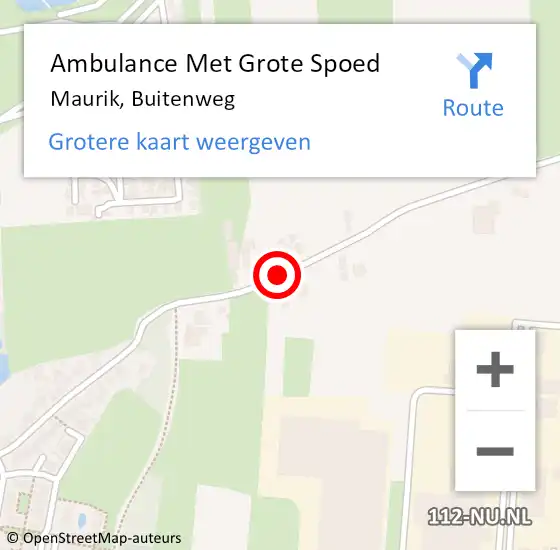 Locatie op kaart van de 112 melding: Ambulance Met Grote Spoed Naar Maurik, Buitenweg op 4 juli 2015 17:26