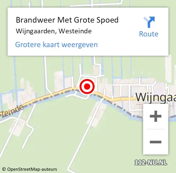 Locatie op kaart van de 112 melding: Brandweer Met Grote Spoed Naar Wijngaarden, Westeinde op 13 november 2013 07:07