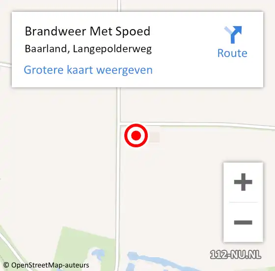 Locatie op kaart van de 112 melding: Brandweer Met Spoed Naar Baarland, Langepolderweg op 4 juli 2015 17:37