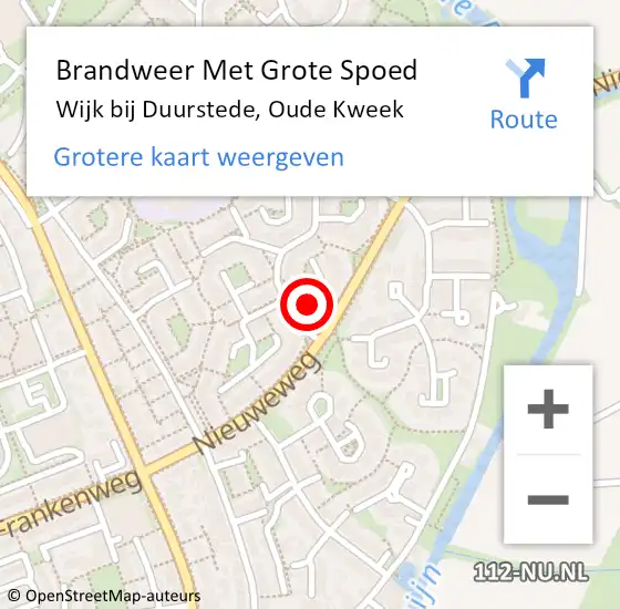 Locatie op kaart van de 112 melding: Brandweer Met Grote Spoed Naar Wijk bij Duurstede, Oude Kweek op 4 juli 2015 17:41