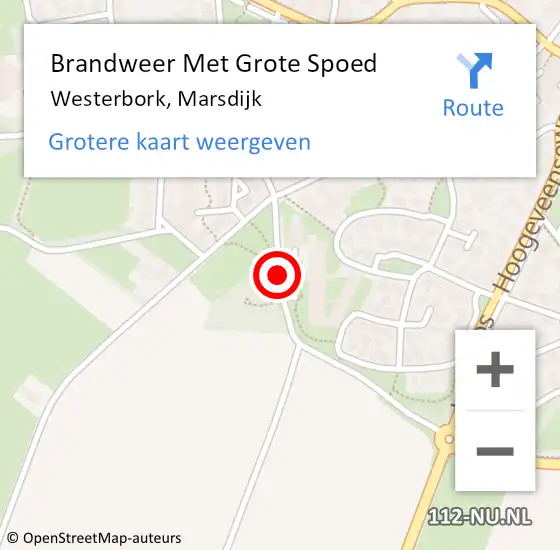 Locatie op kaart van de 112 melding: Brandweer Met Grote Spoed Naar Westerbork, Marsdijk op 4 juli 2015 17:47