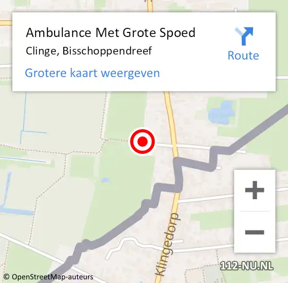 Locatie op kaart van de 112 melding: Ambulance Met Grote Spoed Naar Clinge, Bisschoppendreef op 4 juli 2015 17:52