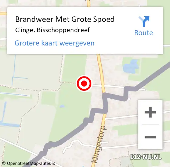 Locatie op kaart van de 112 melding: Brandweer Met Grote Spoed Naar Clinge, Bisschoppendreef op 4 juli 2015 18:04