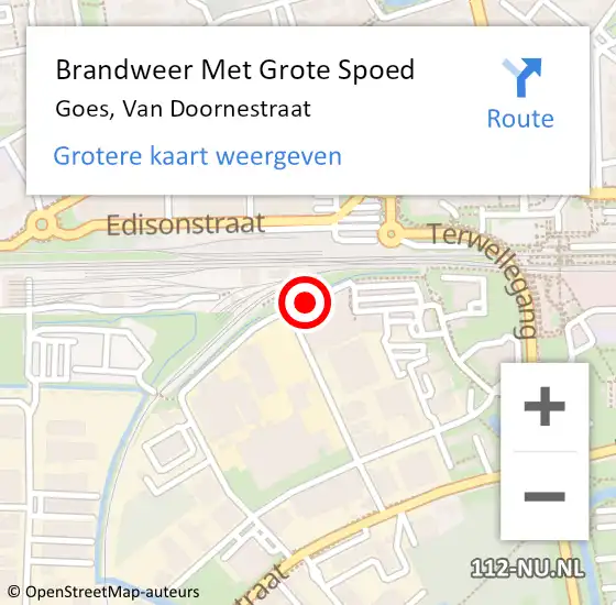 Locatie op kaart van de 112 melding: Brandweer Met Grote Spoed Naar Goes, Van Doornestraat op 4 juli 2015 18:25