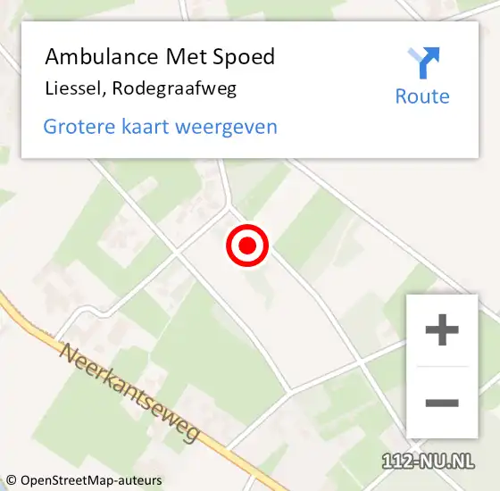 Locatie op kaart van de 112 melding: Ambulance Met Spoed Naar Liessel, Rodegraafweg op 4 juli 2015 18:28