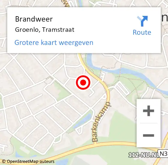 Locatie op kaart van de 112 melding: Brandweer Groenlo, Tramstraat op 4 juli 2015 18:50