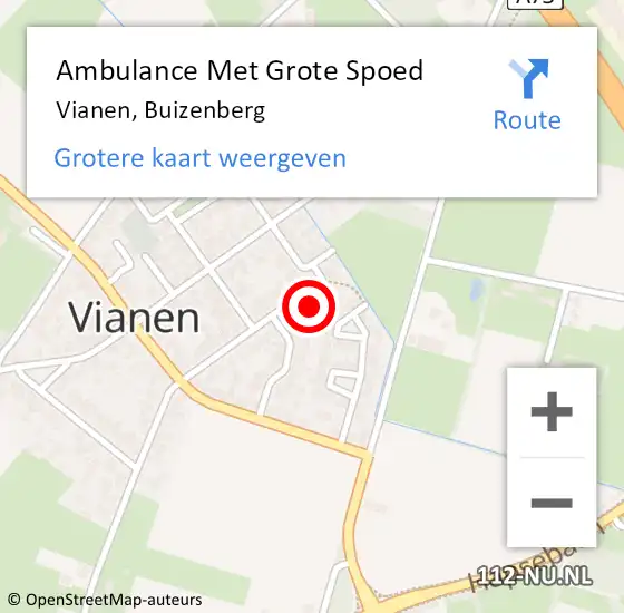 Locatie op kaart van de 112 melding: Ambulance Met Grote Spoed Naar Vianen, Buizenberg op 4 juli 2015 19:10