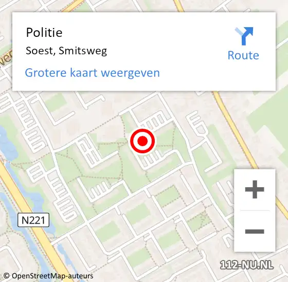 Locatie op kaart van de 112 melding: Politie Soest, Smitsweg op 4 juli 2015 20:08