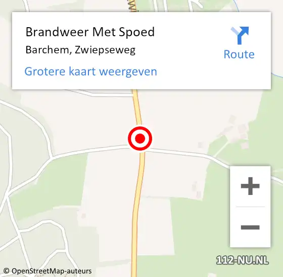 Locatie op kaart van de 112 melding: Brandweer Met Spoed Naar Barchem, Zwiepseweg op 4 juli 2015 20:32