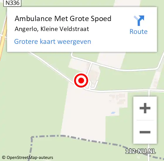 Locatie op kaart van de 112 melding: Ambulance Met Grote Spoed Naar Angerlo, Kleine Veldstraat op 4 juli 2015 20:35