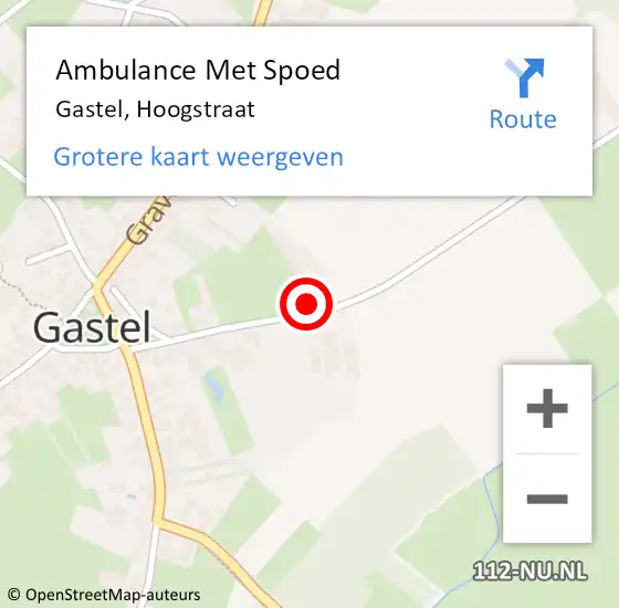 Locatie op kaart van de 112 melding: Ambulance Met Spoed Naar Gastel, Hoogstraat op 4 juli 2015 20:55