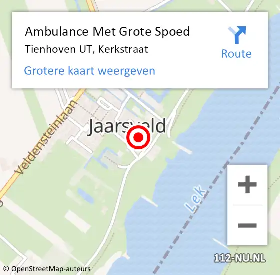 Locatie op kaart van de 112 melding: Ambulance Met Grote Spoed Naar Tienhoven UT, Kerkstraat op 13 november 2013 07:58