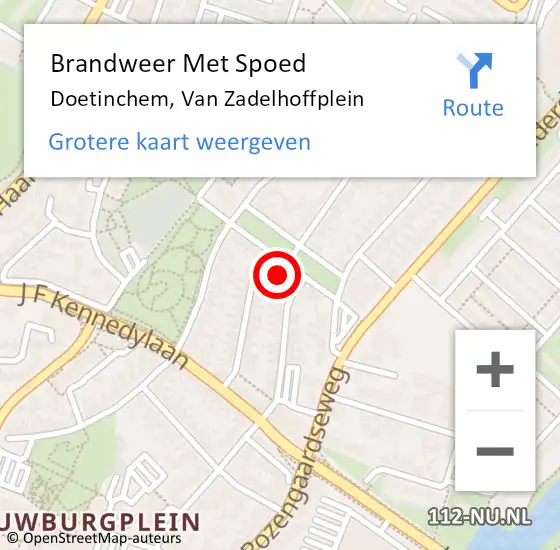 Locatie op kaart van de 112 melding: Brandweer Met Spoed Naar Doetinchem, Van Zadelhoffplein op 4 juli 2015 22:48