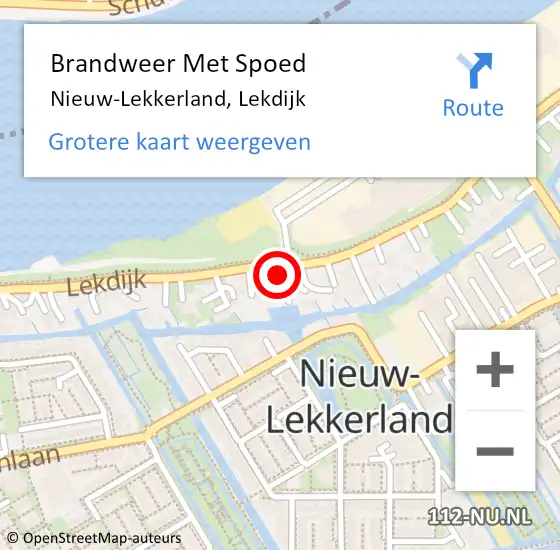 Locatie op kaart van de 112 melding: Brandweer Met Spoed Naar Nieuw-Lekkerland, Lekdijk op 4 juli 2015 22:58