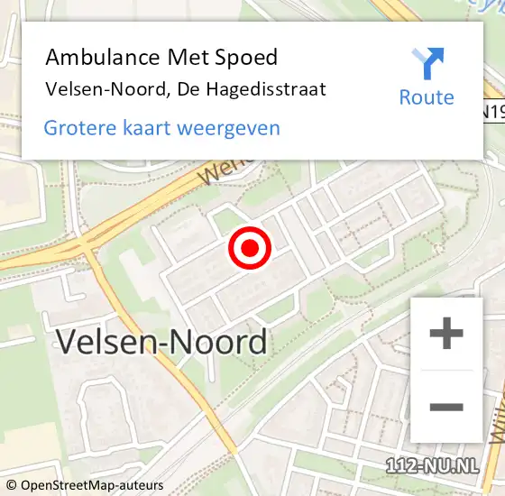 Locatie op kaart van de 112 melding: Ambulance Met Spoed Naar Velsen-Noord, De Hagedisstraat op 5 juli 2015 01:12