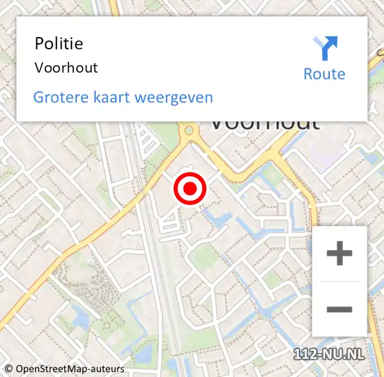 Locatie op kaart van de 112 melding: Politie Voorhout op 5 juli 2015 01:23