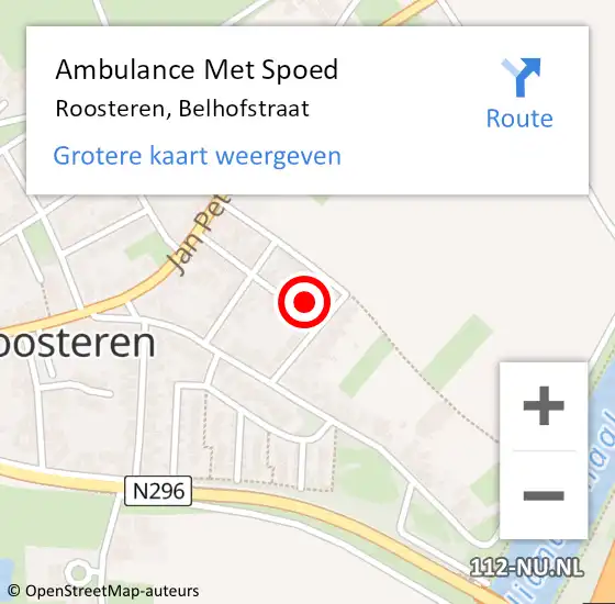 Locatie op kaart van de 112 melding: Ambulance Met Spoed Naar Roosteren, Belhofstraat op 5 juli 2015 04:23