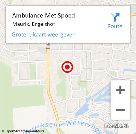 Locatie op kaart van de 112 melding: Ambulance Met Spoed Naar Maurik, Engelshof op 5 juli 2015 06:27