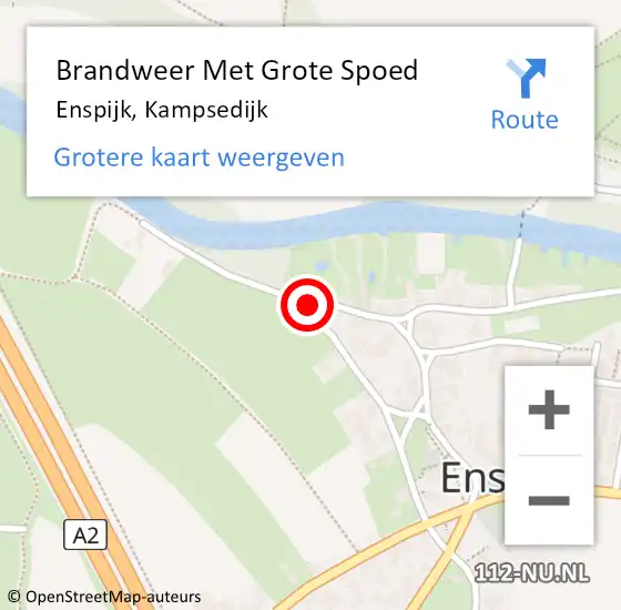 Locatie op kaart van de 112 melding: Brandweer Met Grote Spoed Naar Enspijk, Kampsedijk op 5 juli 2015 06:45