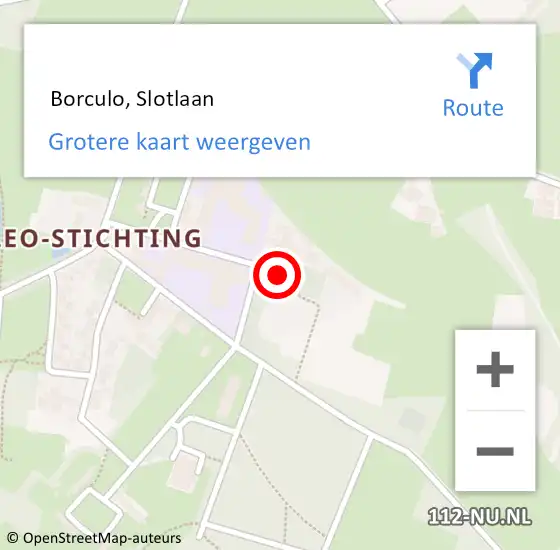 Locatie op kaart van de 112 melding:  Borculo, Slotlaan op 5 juli 2015 07:37