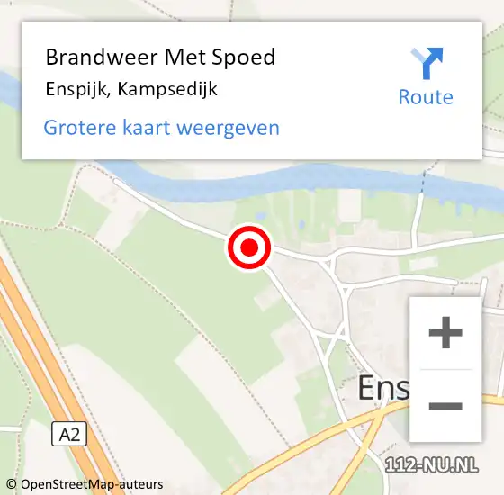 Locatie op kaart van de 112 melding: Brandweer Met Spoed Naar Enspijk, Kampsedijk op 5 juli 2015 09:40