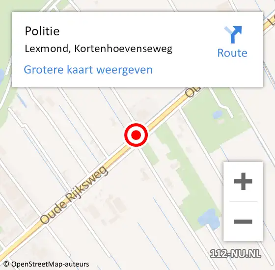 Locatie op kaart van de 112 melding: Politie Lexmond, Kortenhoevenseweg op 5 juli 2015 10:03