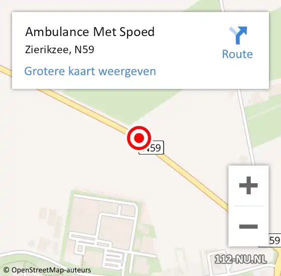 Locatie op kaart van de 112 melding: Ambulance Met Spoed Naar Zierikzee, N59 op 5 juli 2015 10:09