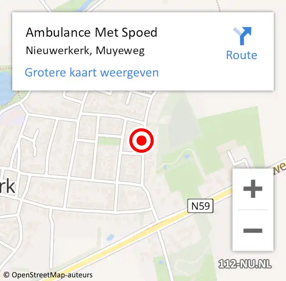 Locatie op kaart van de 112 melding: Ambulance Met Spoed Naar Nieuwerkerk, Muyeweg op 5 juli 2015 10:10