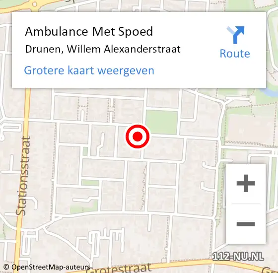 Locatie op kaart van de 112 melding: Ambulance Met Spoed Naar Drunen, Willem Alexanderstraat op 5 juli 2015 10:45