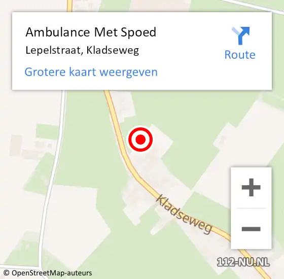 Locatie op kaart van de 112 melding: Ambulance Met Spoed Naar Lepelstraat, Kladseweg op 5 juli 2015 11:16