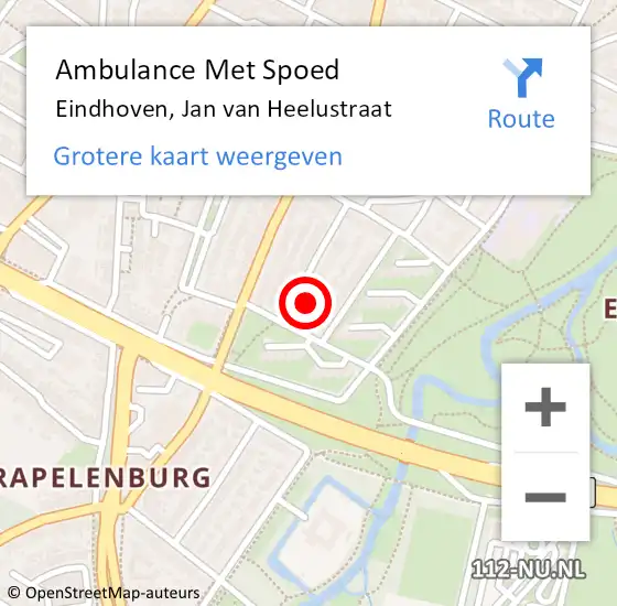 Locatie op kaart van de 112 melding: Ambulance Met Spoed Naar Eindhoven, Jan van Heelustraat op 5 juli 2015 11:27