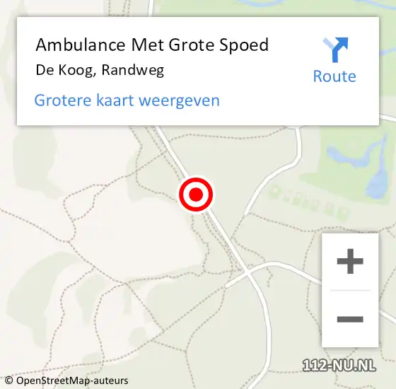 Locatie op kaart van de 112 melding: Ambulance Met Grote Spoed Naar De Koog, Randweg op 5 juli 2015 11:55