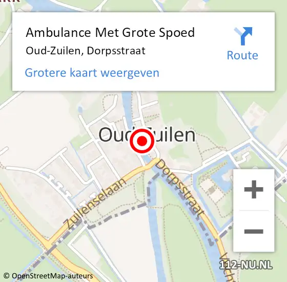 Locatie op kaart van de 112 melding: Ambulance Met Grote Spoed Naar Oud-Zuilen, Dorpsstraat op 5 juli 2015 12:00