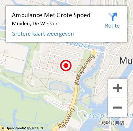 Locatie op kaart van de 112 melding: Ambulance Met Grote Spoed Naar Muiden, De Werven op 5 juli 2015 12:35