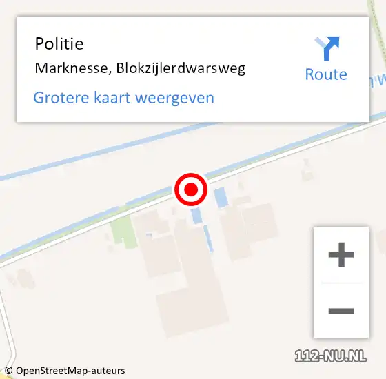 Locatie op kaart van de 112 melding: Politie Marknesse, Blokzijlerdwarsweg op 5 juli 2015 12:49