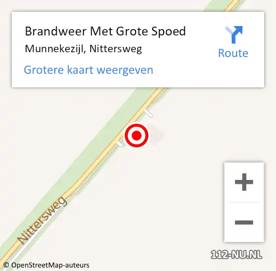 Locatie op kaart van de 112 melding: Brandweer Met Grote Spoed Naar Munnekezijl, Nittersweg op 5 juli 2015 13:45