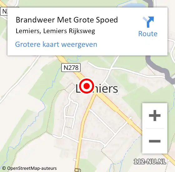 Locatie op kaart van de 112 melding: Brandweer Met Grote Spoed Naar Lemiers, Lemiers Rijksweg op 5 juli 2015 13:48