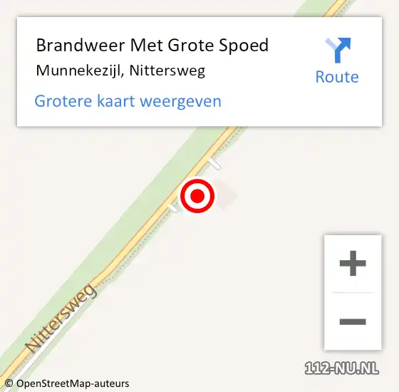 Locatie op kaart van de 112 melding: Brandweer Met Grote Spoed Naar Munnekezijl, Nittersweg op 5 juli 2015 13:56
