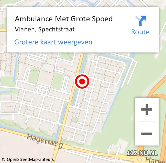 Locatie op kaart van de 112 melding: Ambulance Met Grote Spoed Naar Vianen, Spechtstraat op 5 juli 2015 14:02